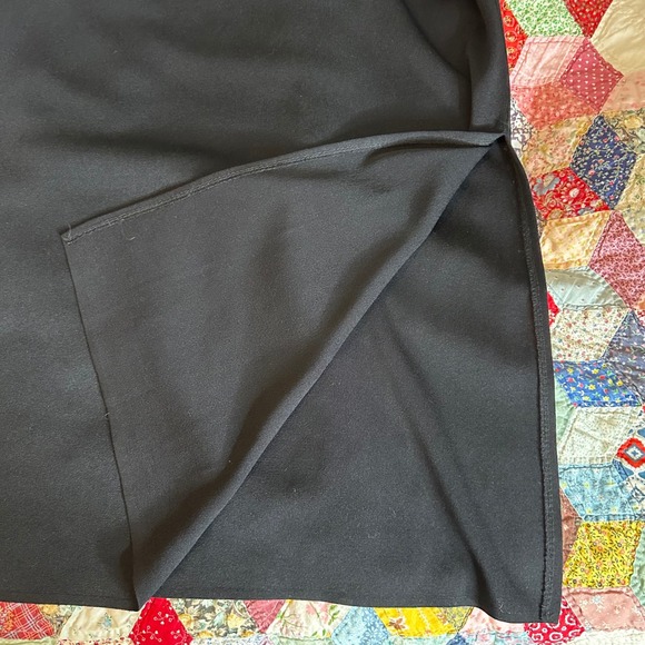 Misook Black Knit Maxi Dress Short Sleeve Scoop Neck Side Slits Size M Korea - Picture 8 of 9